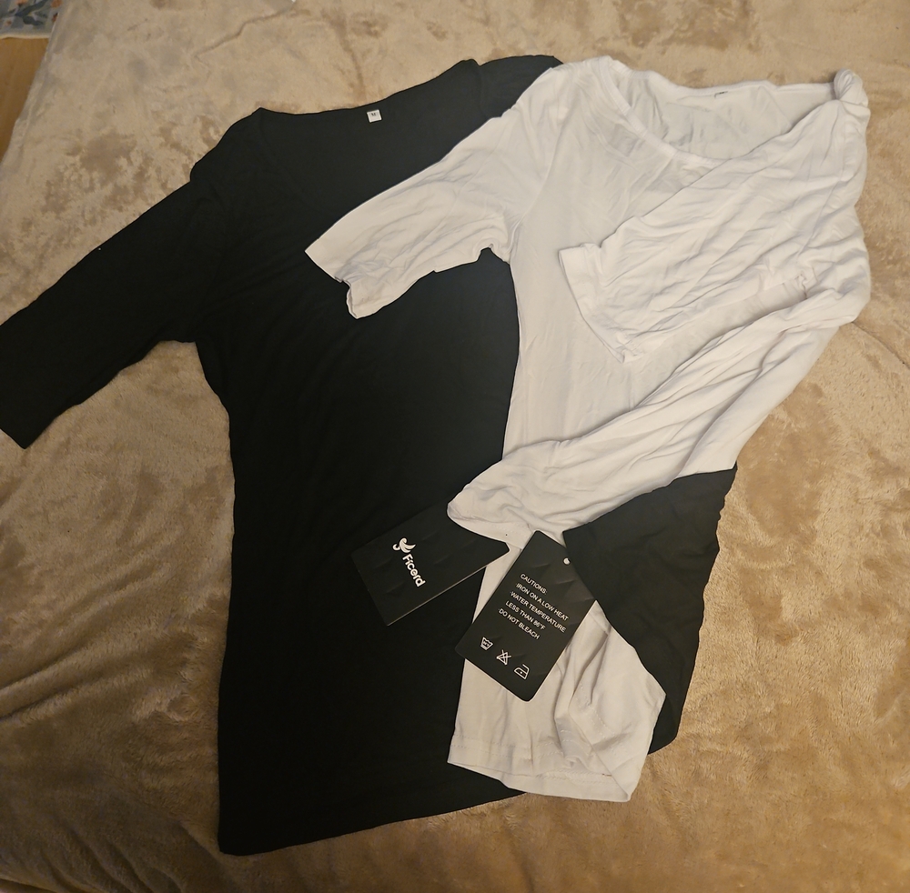 SET OF TWO ~ 3/4 SLEEVE TEES ~ ONE BLACK ONE WHITE